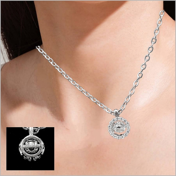 .Elegant Sterling Silver Dancing Pendant with Necklace - Picture 5 of 6
